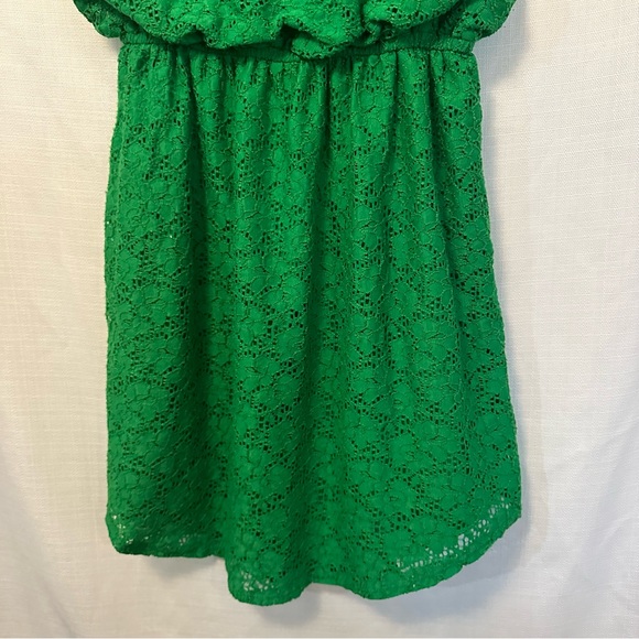 Xhilaration Emerald Green Floral Lace Elastic Waist Dress Size Small - Picture 9 of 15